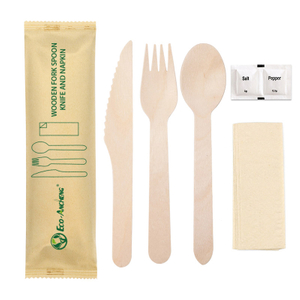 6 in 1 Disposable Wooden Cutlery Set