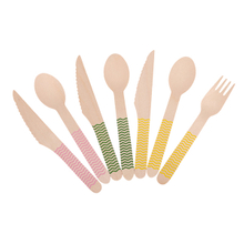 160mm Printed Color Disposable Wood Cutlery Set