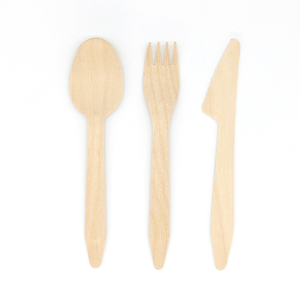 160mm Disposable Wooden Cutlery Set