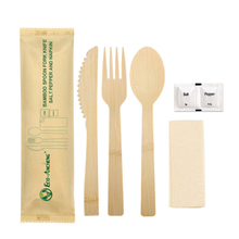 Одноразовый набор столовых приборов из бамбука 6 в 1