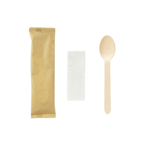 160mm Disposable Wooden Spoon And Napkin Set